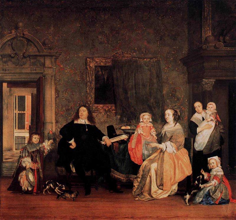Gabriel Metsu Portrait of Jan Jacobsz Hinlopen and His Family oil painting image